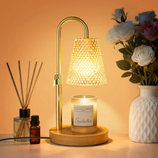 Candle Warmer Lamp with Timer, Dimmable Adjustable Height Wax Warmer Lamp,Home Decor Wax Melter Light (2*50W GU10 Bulbs)
