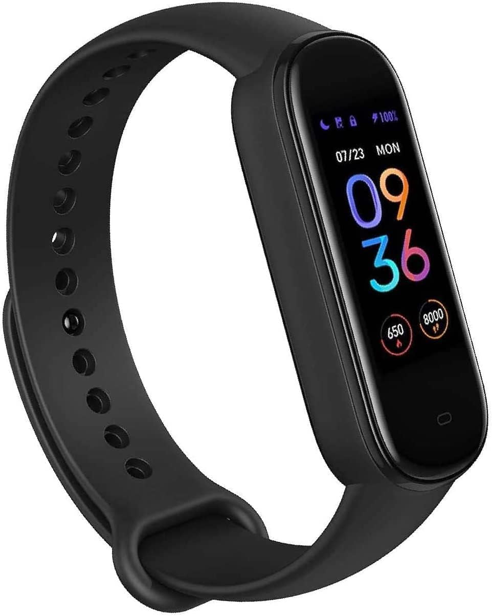 Band 5 Activity Fitness Tracker with Alexa Built-In, 15-Day Battery Life, Blood Oxygen, Heart Rate, Sleep & Stress Monitoring, 5 ATM Water Resistant, Fitness Watch for Men Women Kids, Black