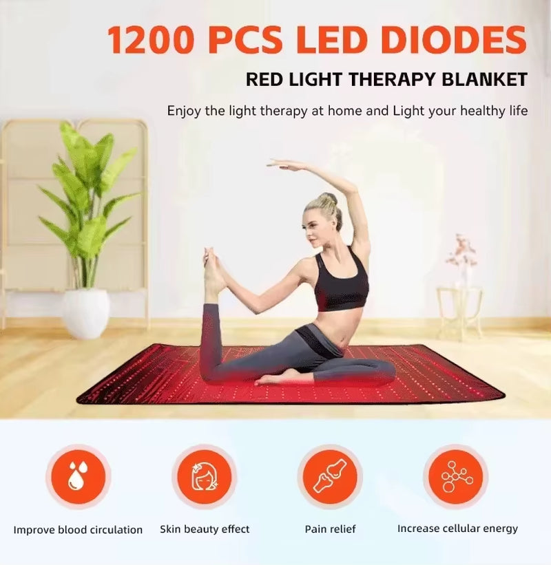 660Nm 850Nm LED Red Light Therapy Yoga Mat Home Health Relaxation Equipment Whole Body near Infrared Mat New-E8
