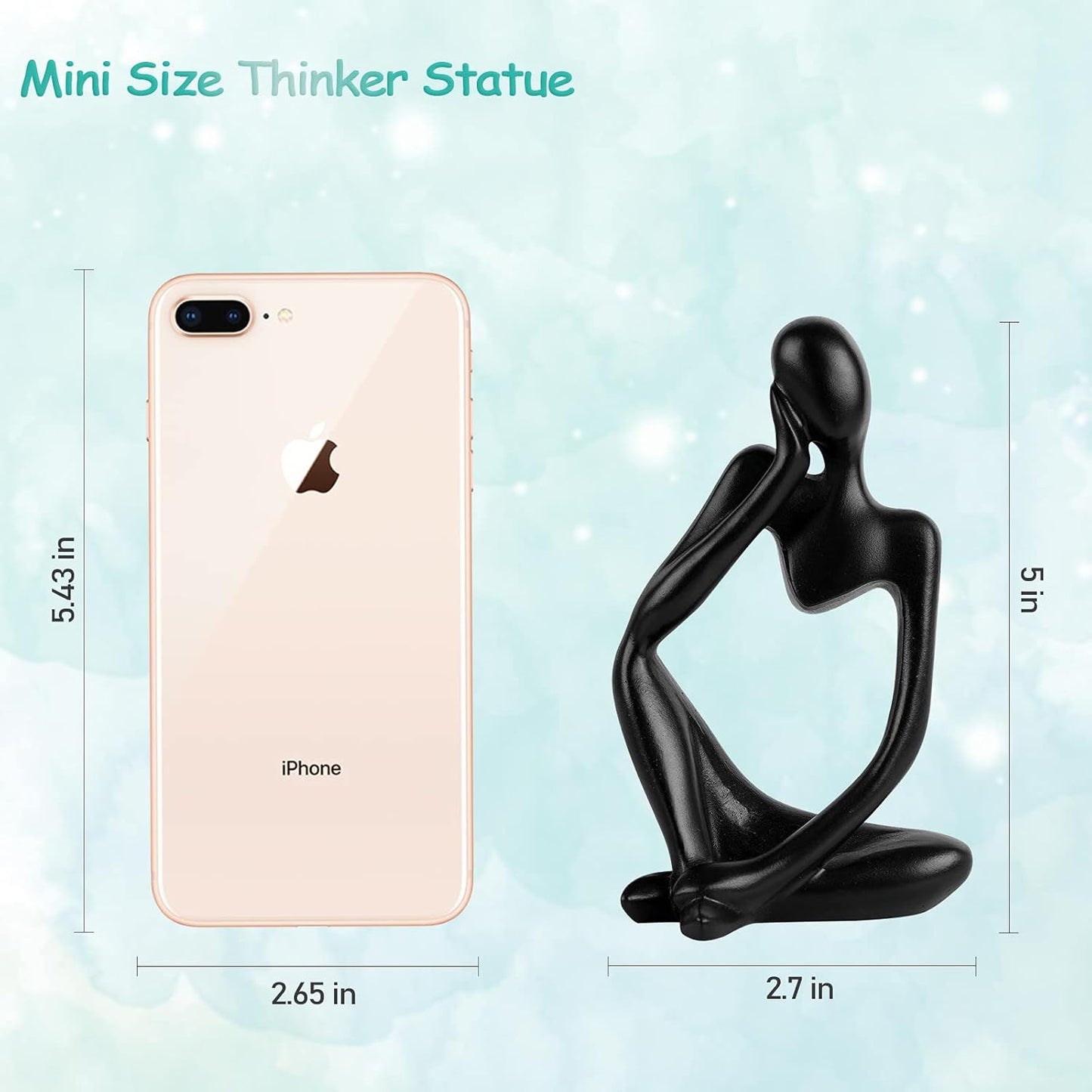 the Thinker Statue Abstract Sculpture Resin Statues for Home Decor Modern Home Office Shelf Desktop Bookshelf Decor Set of 3 (Black)