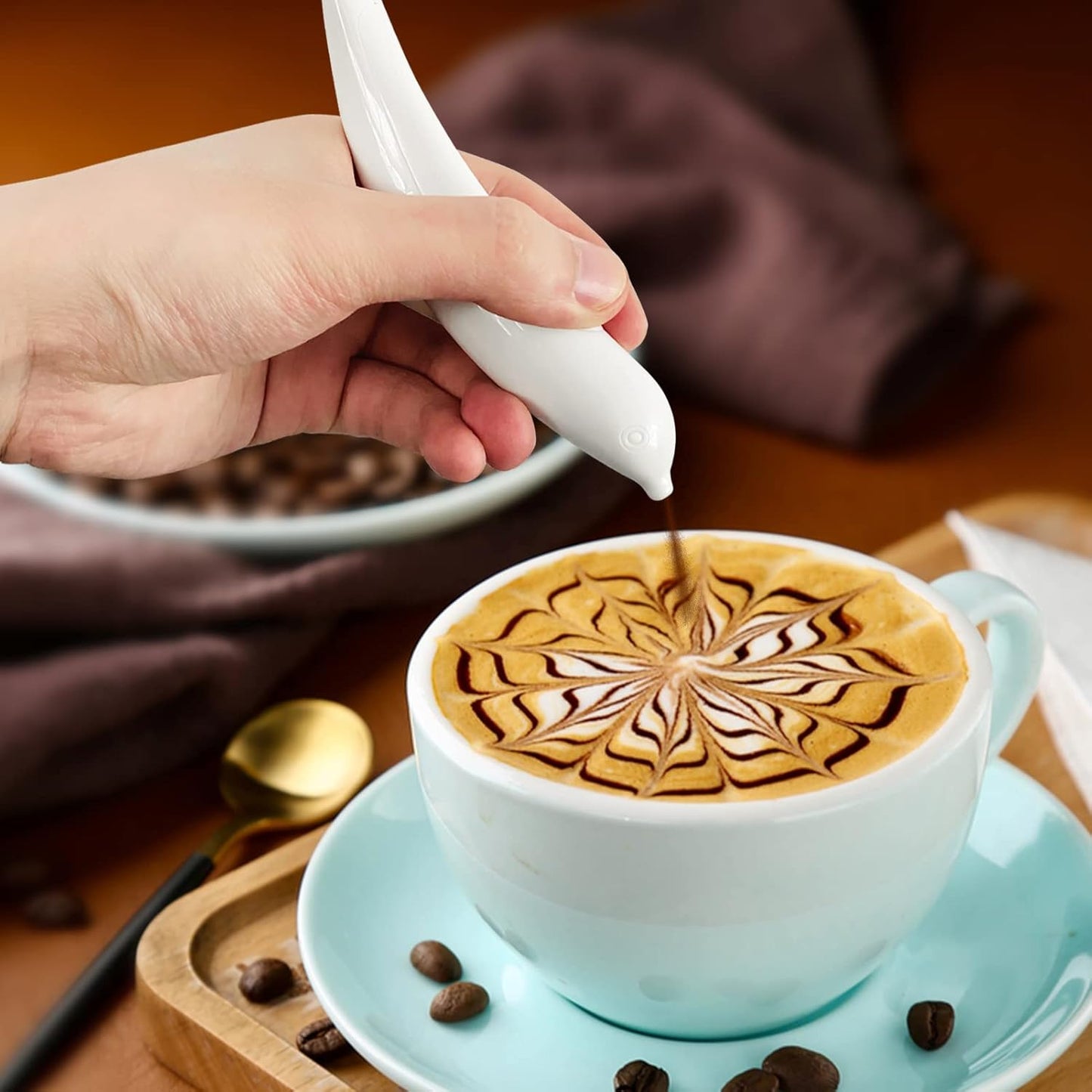 Latte Art Pen, Electrical Coffee Carving Pen, Spice Pen for Coffee Art