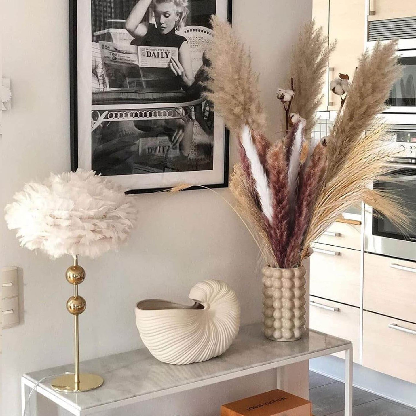 60 PCS Natural Dried Pampas Grass Bouquet, 20 White Bouquet, 20 Brown Bouquet, 20 Reed Grass Bouquet for Wedding Room Home Party Table Decor Bouquet - Salma Design Studio 