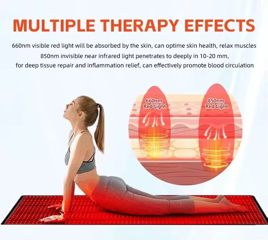 660Nm 850Nm LED Red Light Therapy Yoga Mat Home Health Relaxation Equipment Whole Body near Infrared Mat New-E8