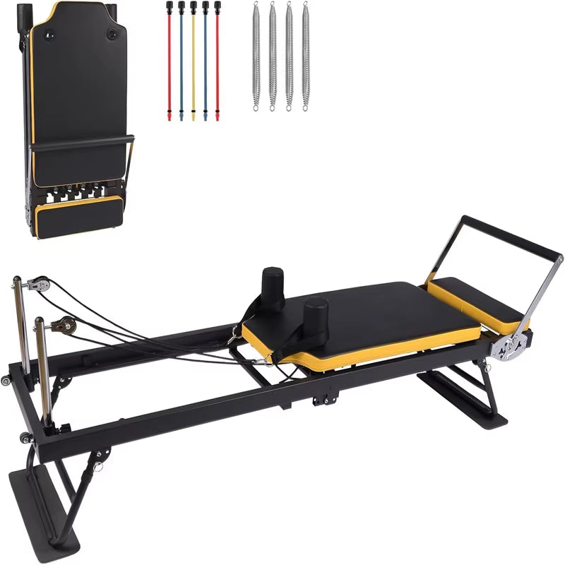 Pilates Reformer Machine 77" Foldable Pilates Equipment for Home Gym Workout, Adjustability Pilates Workout Equipment for Advanc