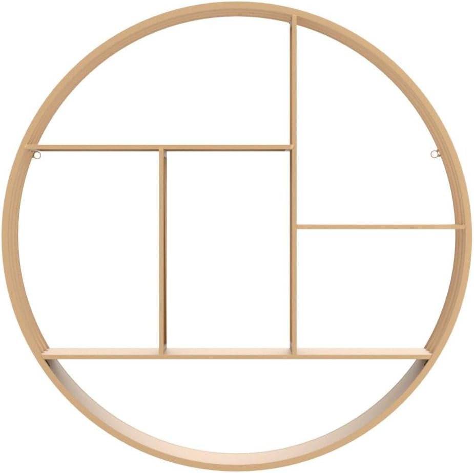 & Co. Gold Brooklyn Wall Shelf, round 3 Tier Wall Mounted Floating Shelf for Bathroom, Bedroom, Living Room Decor, Metal, Industrial, 27.5 Inches - Salma Design Studio 